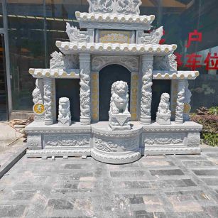 岳阳芝麻白中国黑石材套墓 花岗岩墓碑